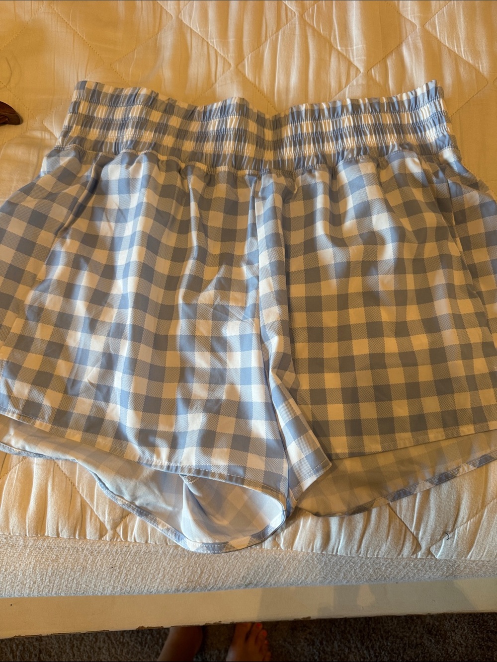 Old Navy Light Blue and White Gingham Athletic Shorts